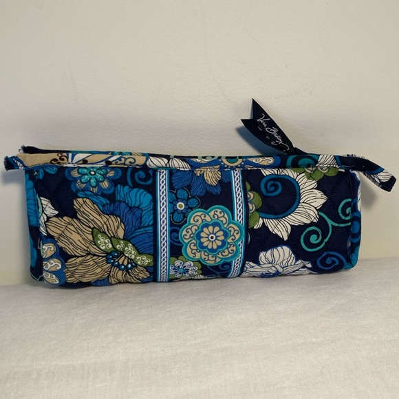 Vera Bradley mod floral blue trapeze cosmetic bag - Picture 1 of 15